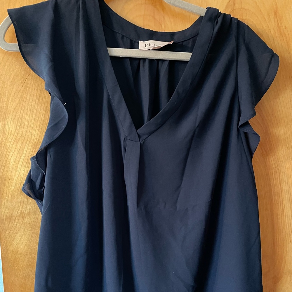 EUC navy blue philosophy blouse size large